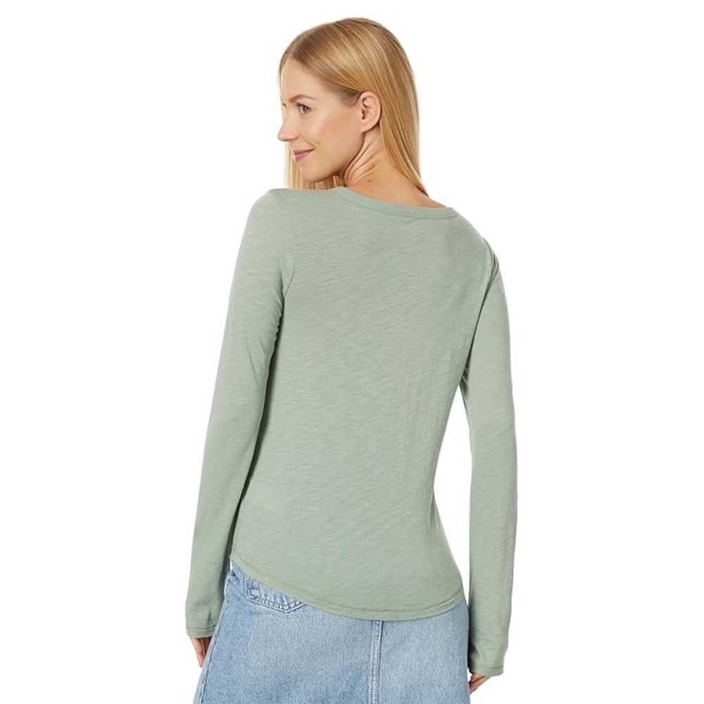 Madewell Whisper Cotton Rib Crewneck Long Sleeve Tee Frosted Willow Size S